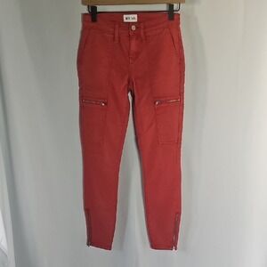 MERITAGE Military Patch Pocket Skinny Pants Mineral Red Size 2 Zippers Ankle Zip